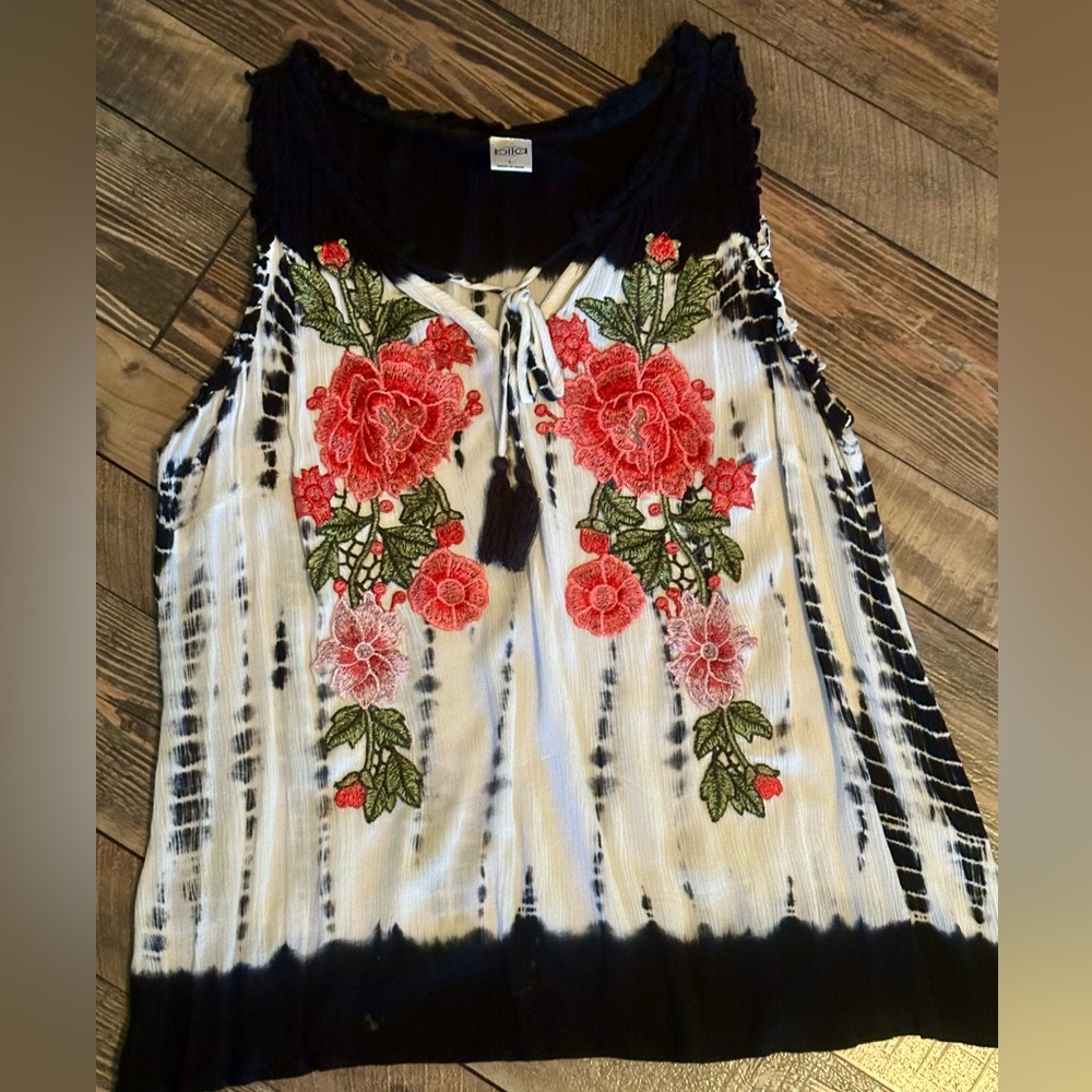 Western tank top! Roses and tie dye!